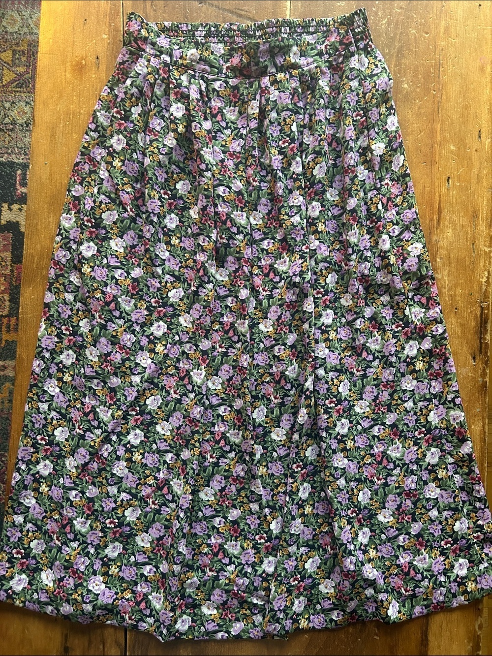 Vintage Jeremy Scott Floral Midi Skirt Pleated Cottagecore Romantic - size Small